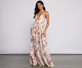 Lucy – Formelles Chiffon-A-Linien-Kleid mit Blumenmuster